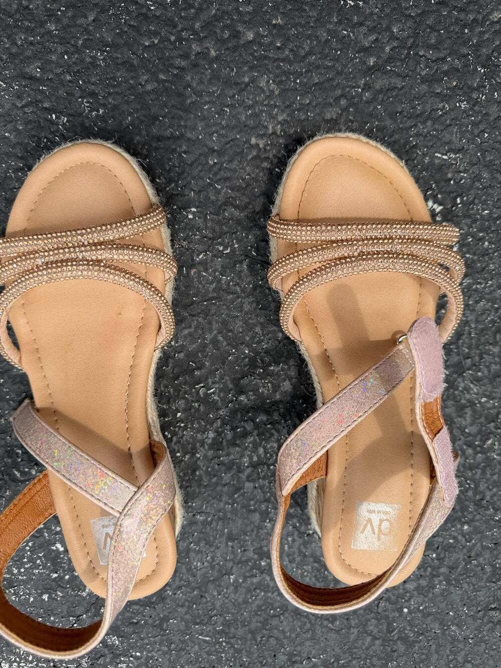 DV Dolce Vita Tinker Girls Size 4 Rhinestone Espadrille Wedge Sandals